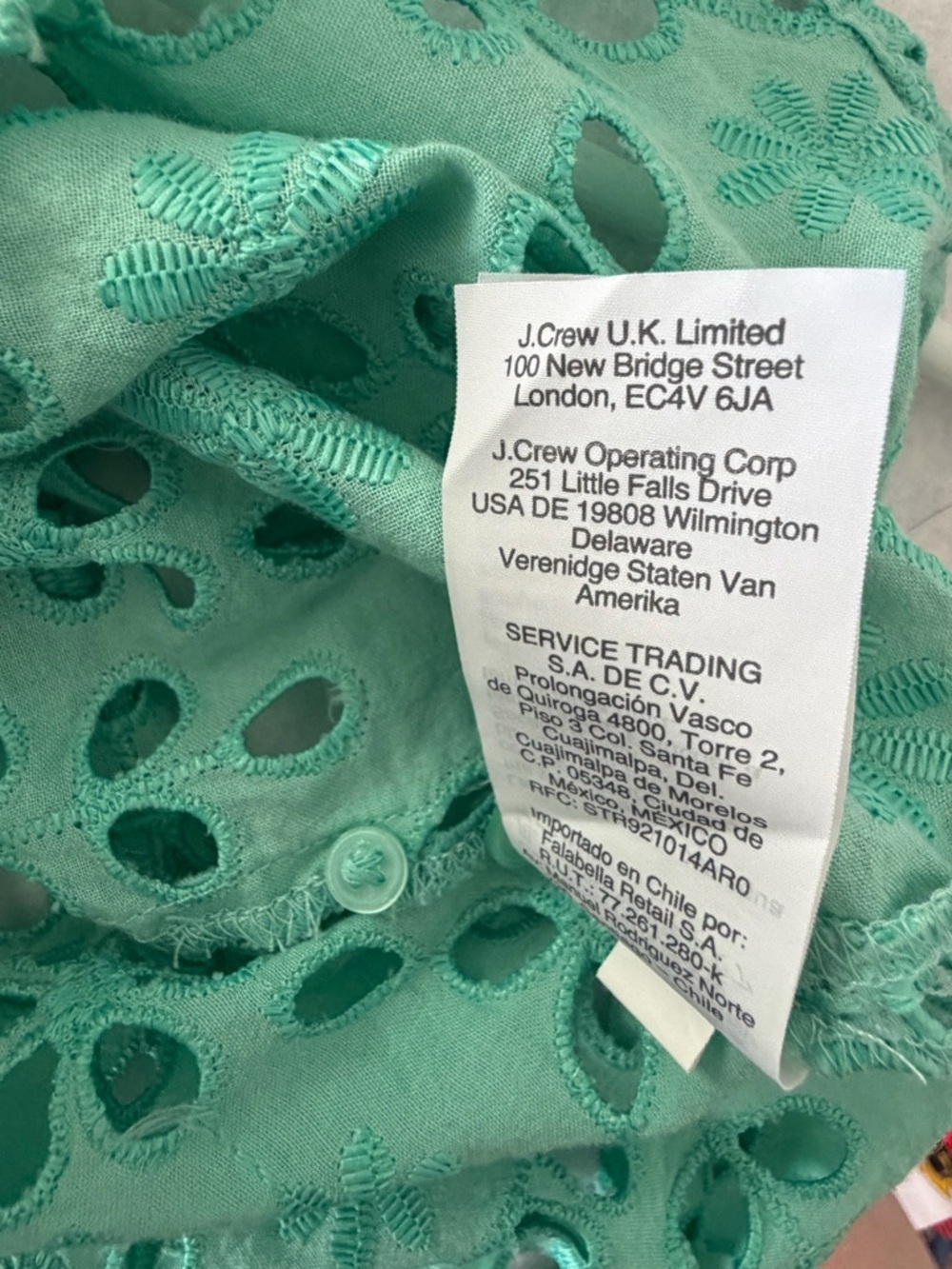 J. Crew Women’s Mint Crochet Green Eyelet Button-Down Shirt- Size 6 - Picture 8 of 10